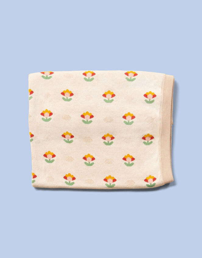 Little Green Radicals Floral Knit Blanket, , large