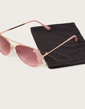 Glitter Metal Flower Sunglasses, , large