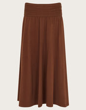 Jourdana Jersey Midi Skirt, Brown (BROWN), large