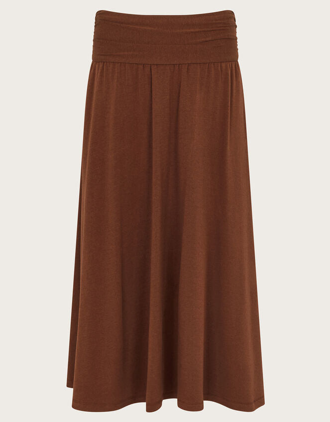 Jourdana Jersey Midi Skirt, Brown (BROWN), large