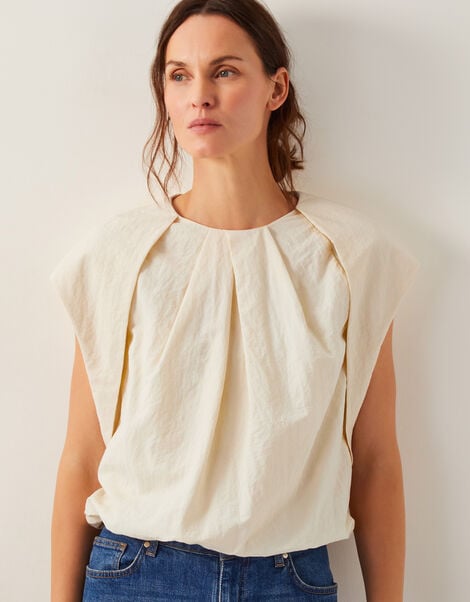 Dorit Bubble Hem Top, Cream (CREAM), large