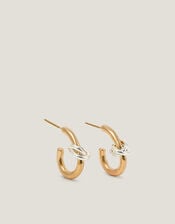Mixed Metal Knot Hoop Earrings, , large