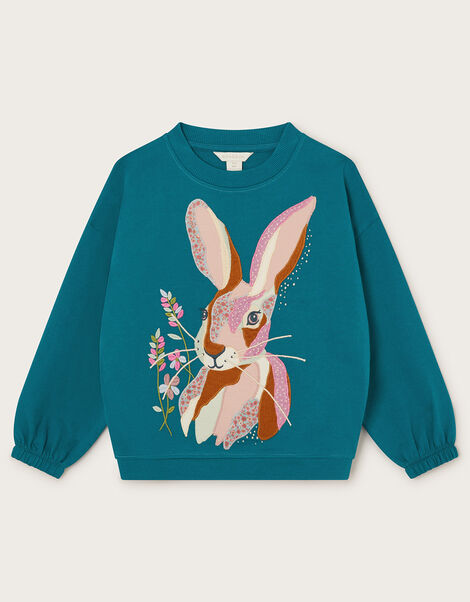 Hare Patchwork Sweatshirt WWF-UK Collaboration, Blue (BLUE), large