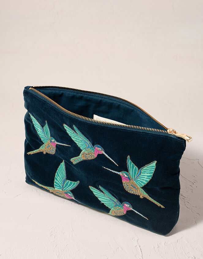 Elizabeth Scarlett Velvet Zip Pouch, , large