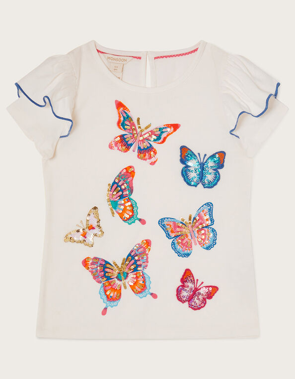 Sequin Embellished Butterfly Top , Ivory (IVORY), large