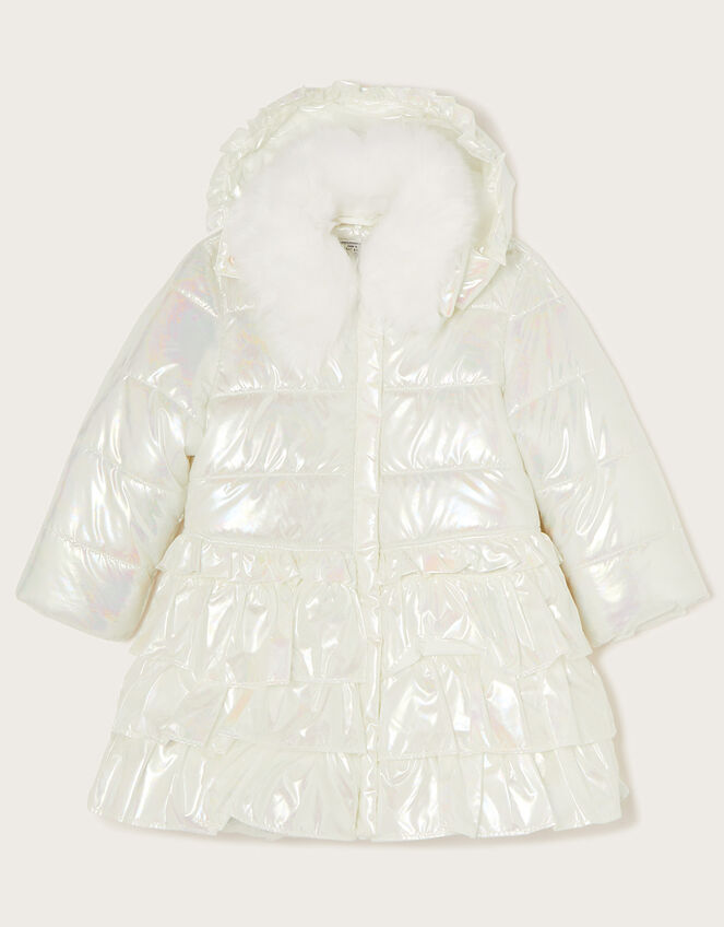 Marble Effect Metallic Padded Coat, Ivory (IVORY), large