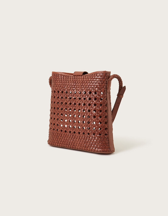 Woven Leather Cross-Body Bag, , large