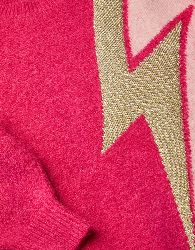 Lightning Bolt Intarsia Jumper, Pink (PINK), large