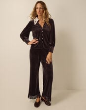 Tami Tassel Velvet Trousers, Brown (CHOCOLATE), large
