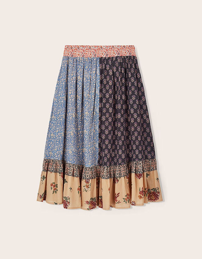 East Loran Floral Patch Print Cotton Skirt, Multi (MULTI), large