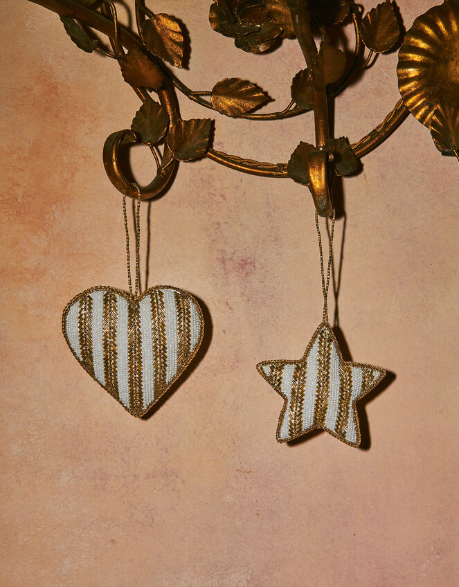 Heart and Star Hanging Decoration Set of Two, , large