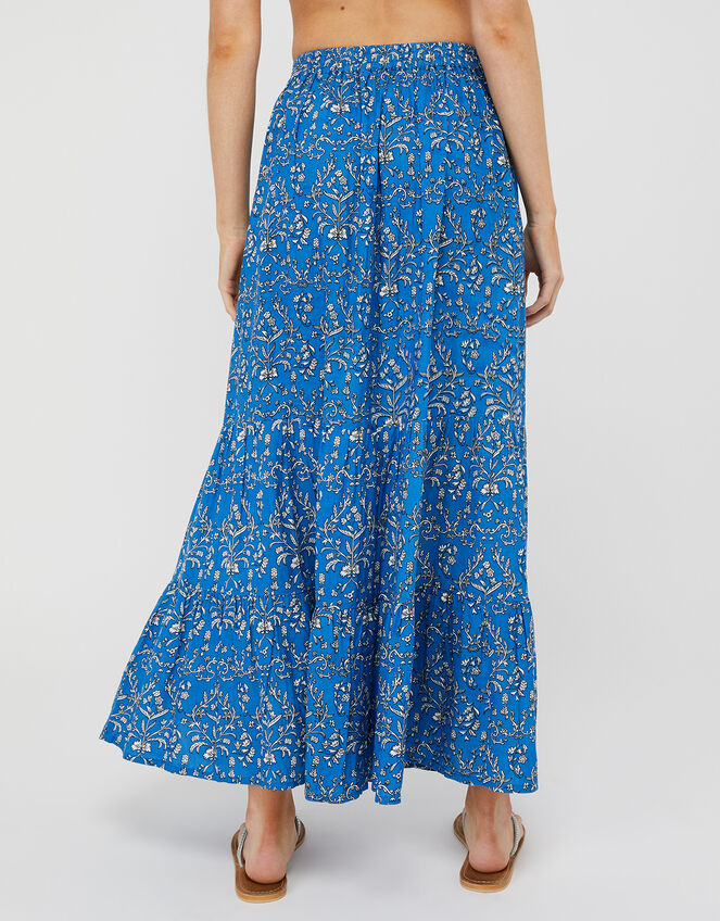 Wren Hand Screen Print Skirt in LENZING™ ECOVERO™, Blue (BLUE), large