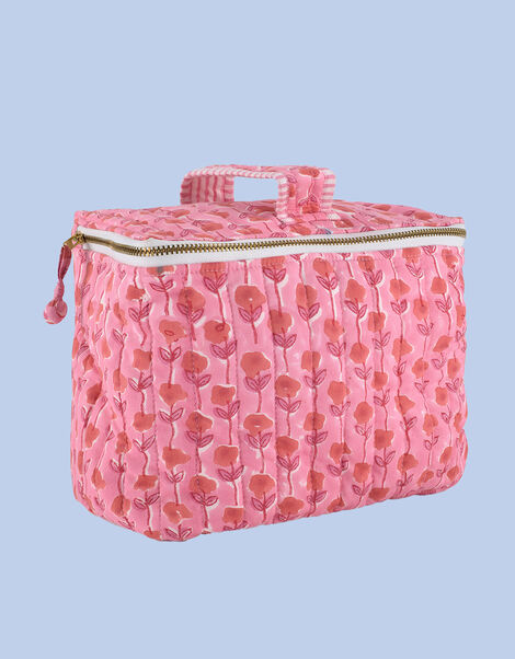 Dilli Grey Floral Print Cosmetic Case, , large