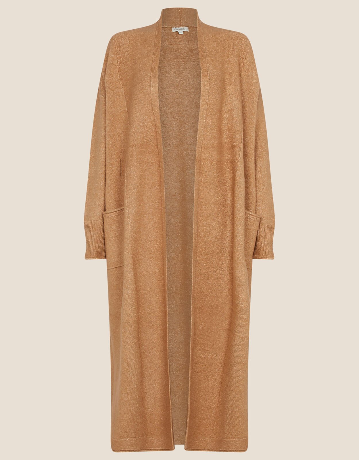 Camel longline cardigan online