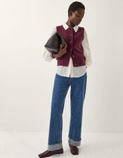 Brooke Button Knitted Vest, Red (BURGUNDY), large