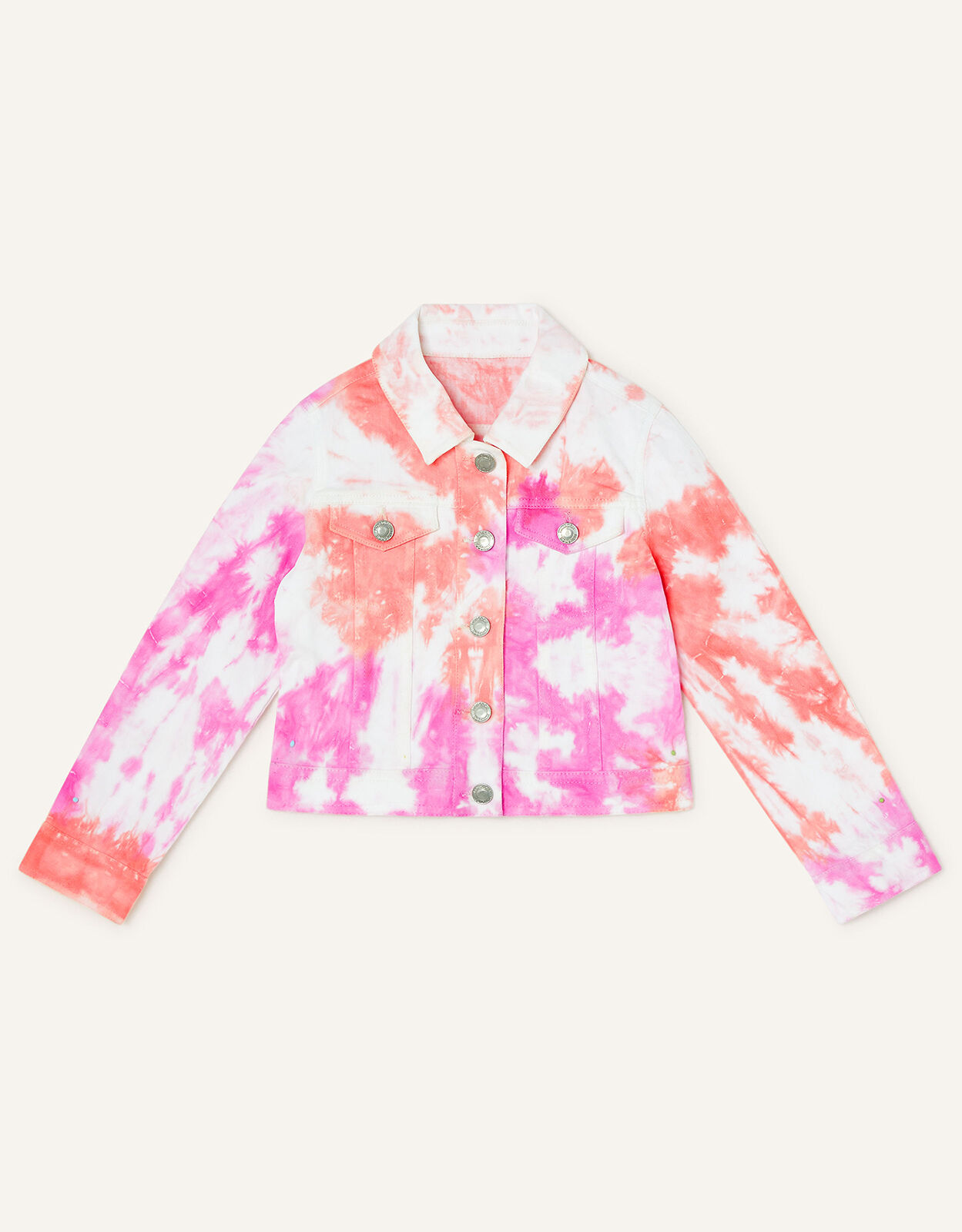 Tie Dye Denim Jacket with Sustainable Cotton Pink