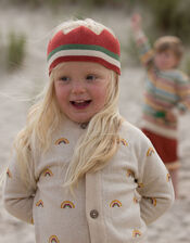 Little Green Radicals From One to Another Rainbow Cardigan, Cream (CREAM), large