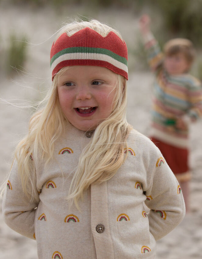 Little Green Radicals From One to Another Rainbow Cardigan, Cream (CREAM), large