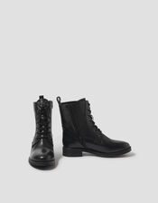 Liv Leather Lace Up Boots, Black (BLACK), large