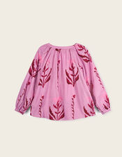 East Maisie Hand-Painted Botanical Print Top, Purple (LILAC), large