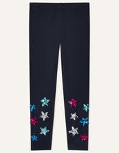 Sequin Star Leggings, Blue (NAVY), large