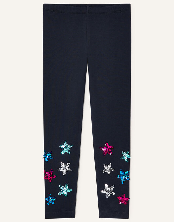 Sequin Star Leggings, Blue (NAVY), large