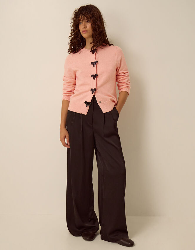Bonny Beaded Bow Cardigan, Pink (BLUSH), large