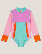 Colourblock UPF50+ Long Sleeve Swimsuit, Multi (MULTI), large