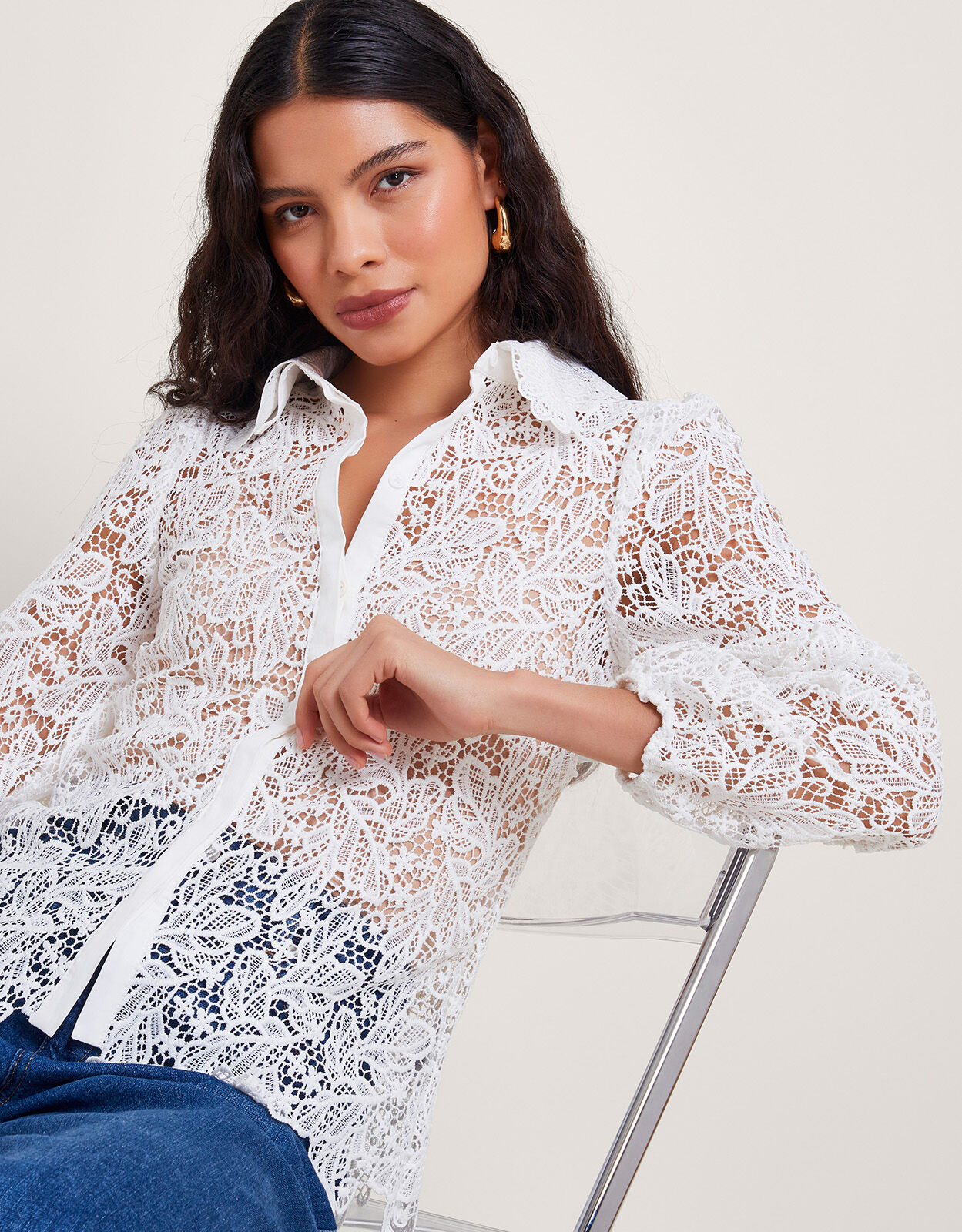High neck clearance dressy tops