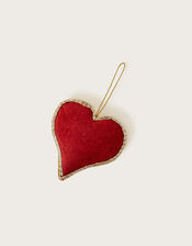 Embellished Velvet Heart Hanging Decoration, Red (RED), large