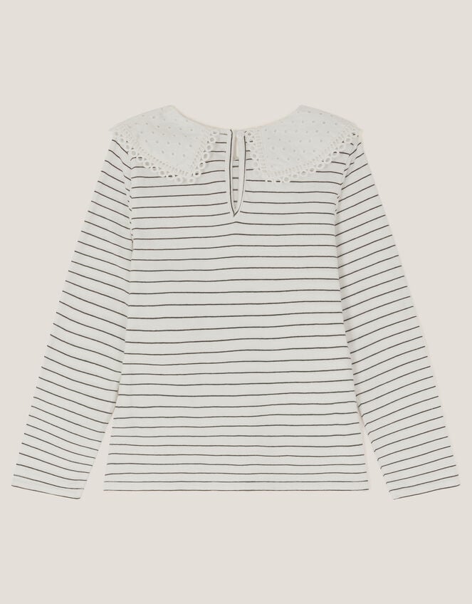 Jewel Stripe Collar Top, Ivory (IVORY), large
