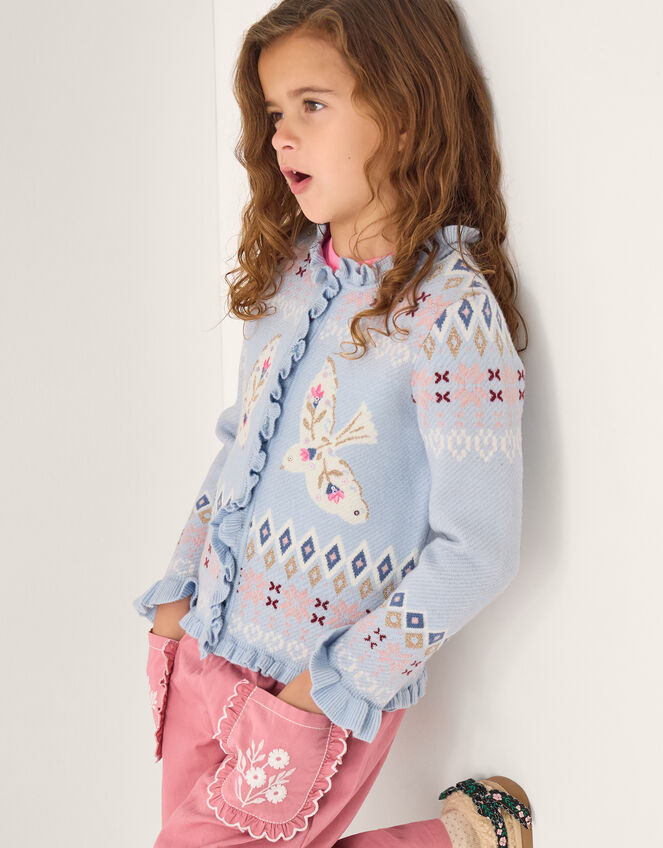 Swallow Fair Isle Cardigan, Blue (BLUE), large