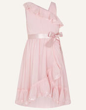 Simone One-Shoulder Chiffon Dress, Pink (PINK), large
