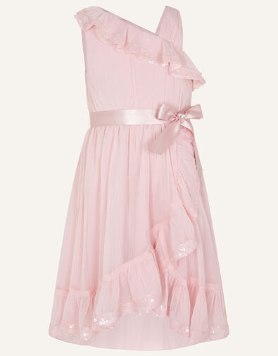 Simone One-Shoulder Chiffon Dress Pink, Pink (PINK), large