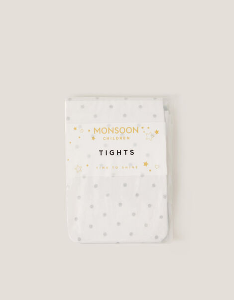 Glitter Spot Tights, Silver (SILVER), large