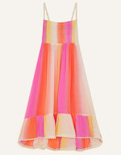 Striped Hem Detail Dress, Orange (ORANGE), large