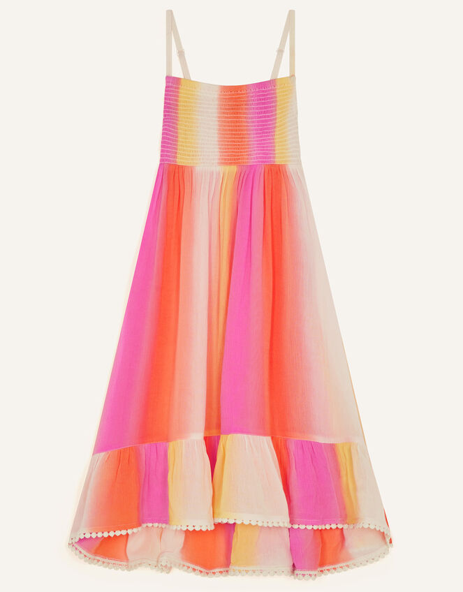 Striped Hem Detail Dress, Orange (ORANGE), large