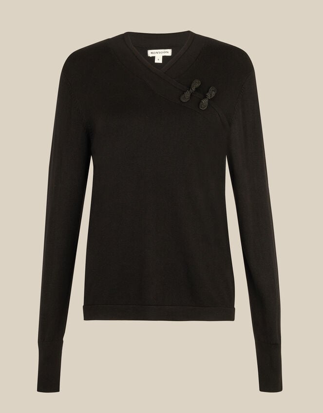 Fay Frogging Knit Jumper, Black (BLACK), large
