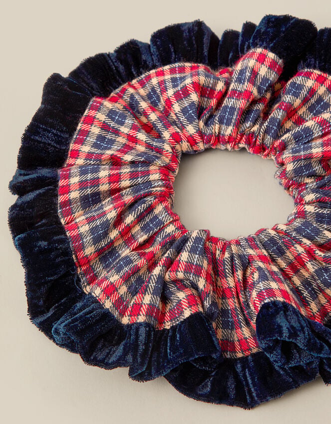 Tartan Velvet Hair Scrunchie, , large