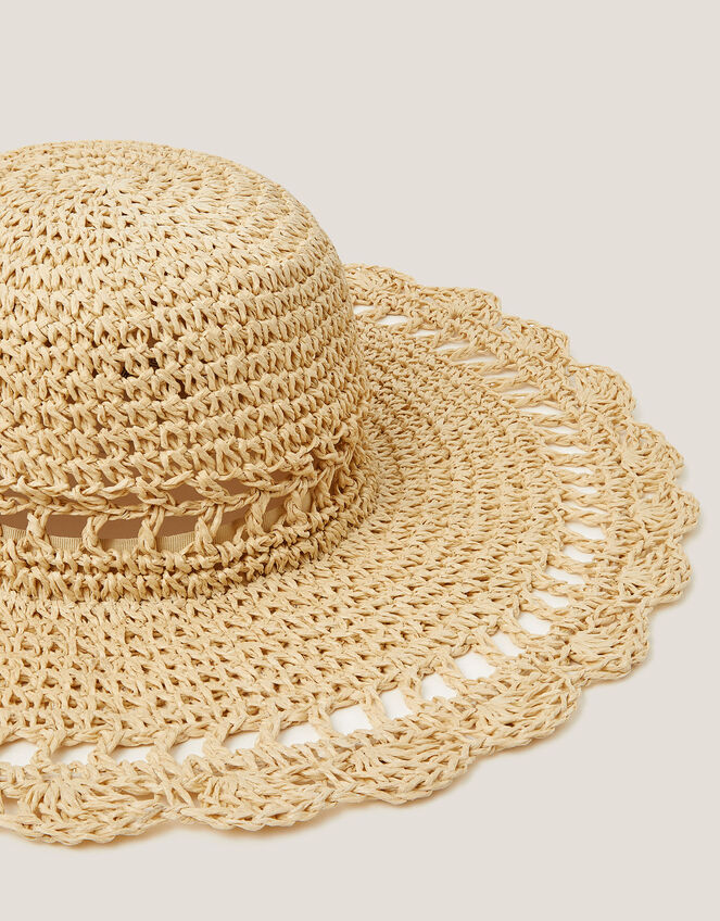 Tilda Crochet Straw Sun Hat, , large