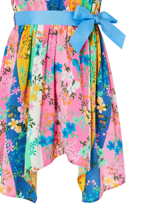 Floral Stripe Hanky Hem Dress, Multi (MULTI), large