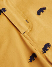 Rhino Embroidered Shorts, Yellow (MUSTARD), large