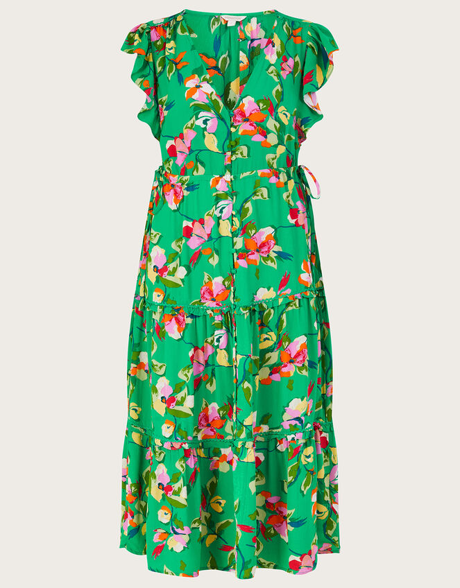 Lilou Floral Tea Dress, Green (GREEN), large
