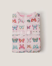 Butterfly Print Long Pajamas Set, Pink (PINK), large