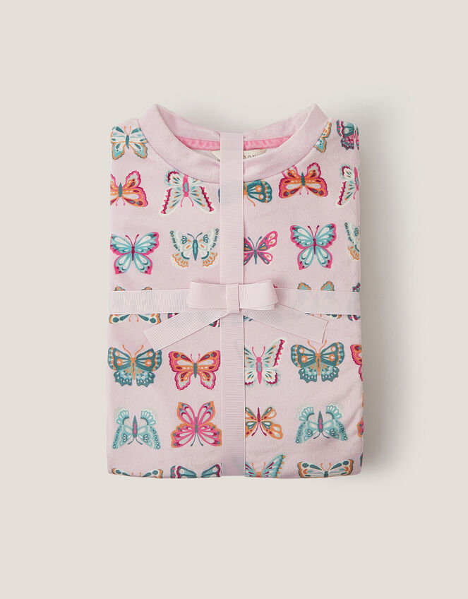 Butterfly Print Long Pajamas Set, Pink (PINK), large