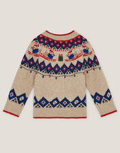 Christmas Snow Dog Fair Isle Jumper, Cream (CREAM), large