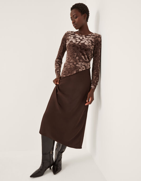 Delia Devor&eacute; Midi Dress, Brown (CHOCOLATE), large