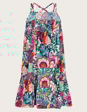 Tropical Floral Swing Dress, Green (GREEN), large