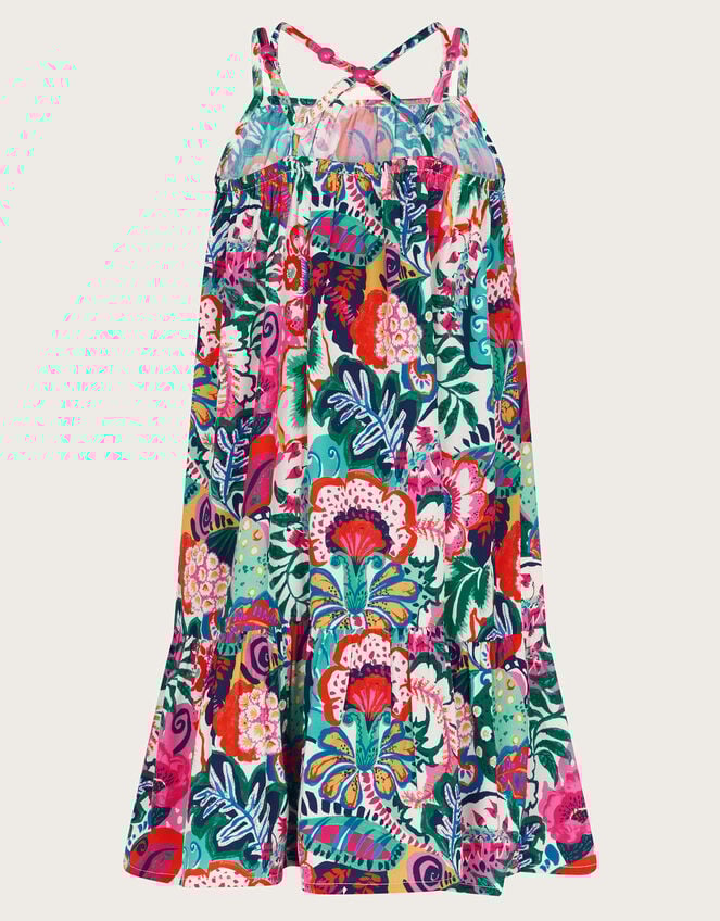 Tropical Floral Swing Dress, Green (GREEN), large