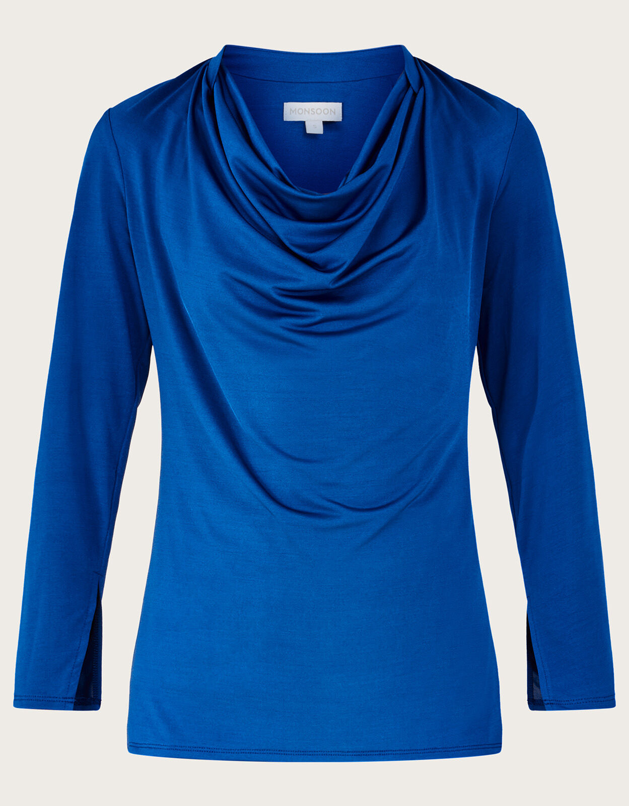 Cowl Neck Jersey Top Blue